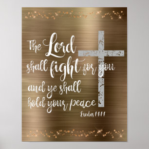 Poster Le Seigneur combattra pour vous la Bible Verse du 