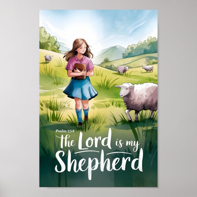 Poster Le Seigneur est mon berger Christian Ado Girl Art (Devant)