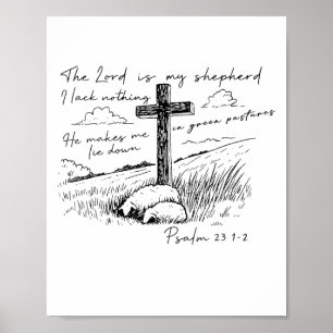 Poster Le Seigneur Est Mon Berger Psaume 23 Croix Prairie