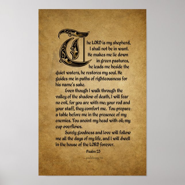 Poster Le Seigneur est Mon Pasteur (Écriture : Psaume 23) (Devant)