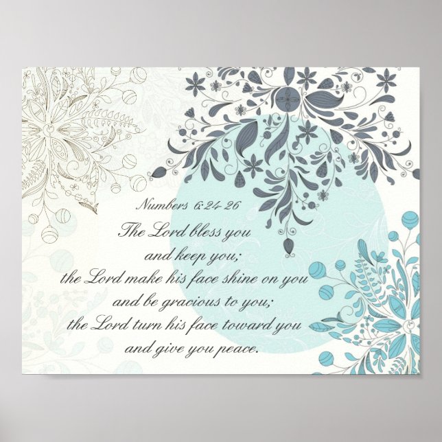 Poster Le Seigneur Vous Bénisse, Numéros 6:24 Verse de la (Devant)
