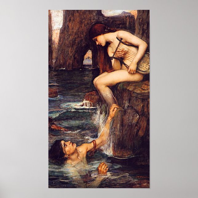 Poster Le Siren Pré Raphaelite par John W. Waterhouse (Devant)