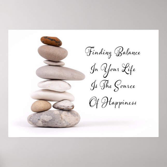 Poster Le slogan de l'équilibre de la vie en pierres zen (Devant)