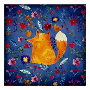 Poster Le Smart Fox dans le jardin des fleurs