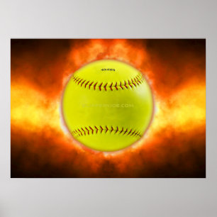 Poster Le softball de SlipperyJoe sur feu flammes feu feu