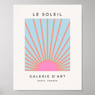 Poster Le Soleil 02 Retro Soleil Rose Et Bleu Soleil