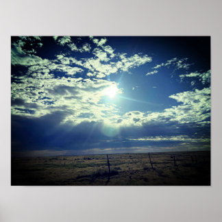 Poster Le soleil au-dessus de la prairie