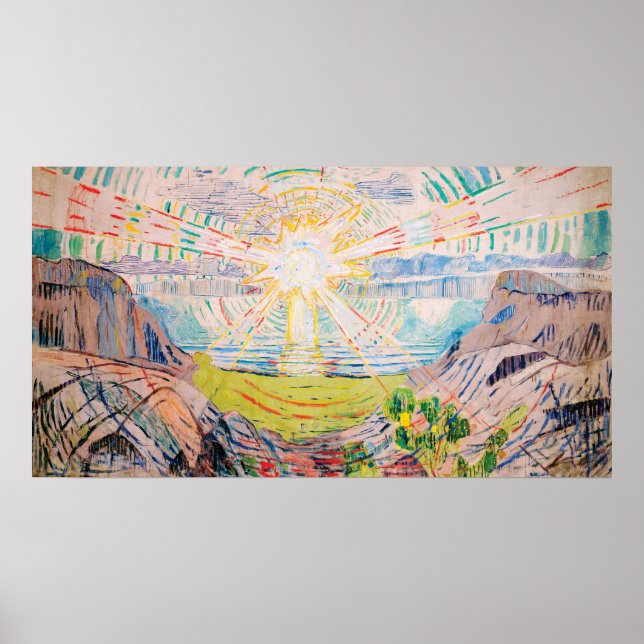 Poster Le soleil par Edvard Munch (Devant)