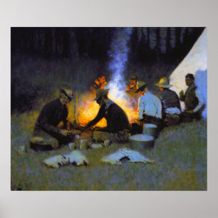 Poster Le souper des chasseurs Frederic Remington
