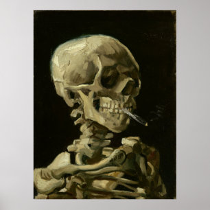 Poster Le squelette fume une cigarette par Vincent van Go