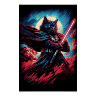 Poster Le Stardust Samurai | Guerrier de chat cosmique