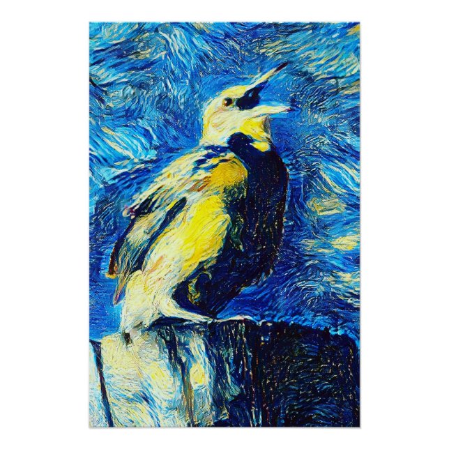 Poster Le style VanGogh aux oiseaux solitaires (Devant)
