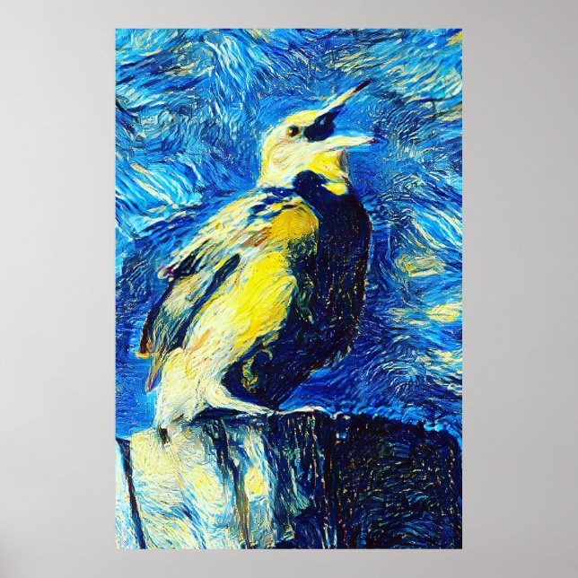 Poster Le style VanGogh aux oiseaux solitaires (Devant)