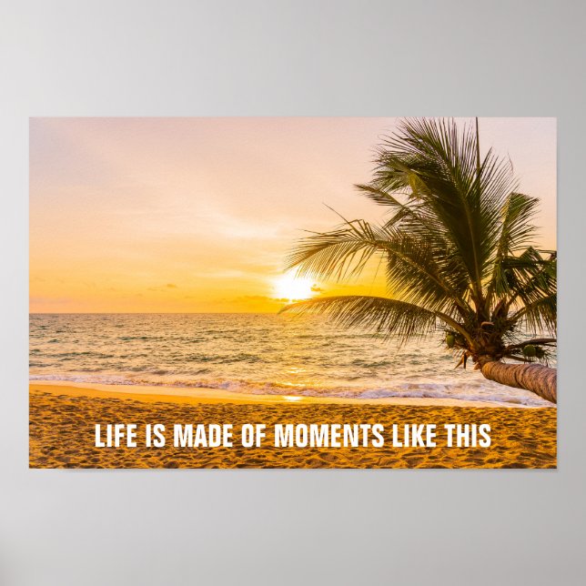 Poster Le Sunset Coconut Palm sur la plage (Devant)