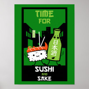 Poster Le Sushi Et Le Sake