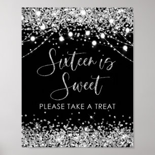 Poster Le Sweet sixteen d'argent noir est le symbole doux