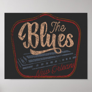 Poster Le T-shirt des Blues new Orleans harmonica en détr