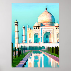 Poster Le Taj Mahal sous un ciel étoilé