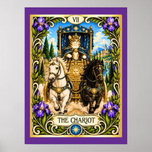 Poster Le Tarot du Chat au Chariot - Triomphe et Volonté