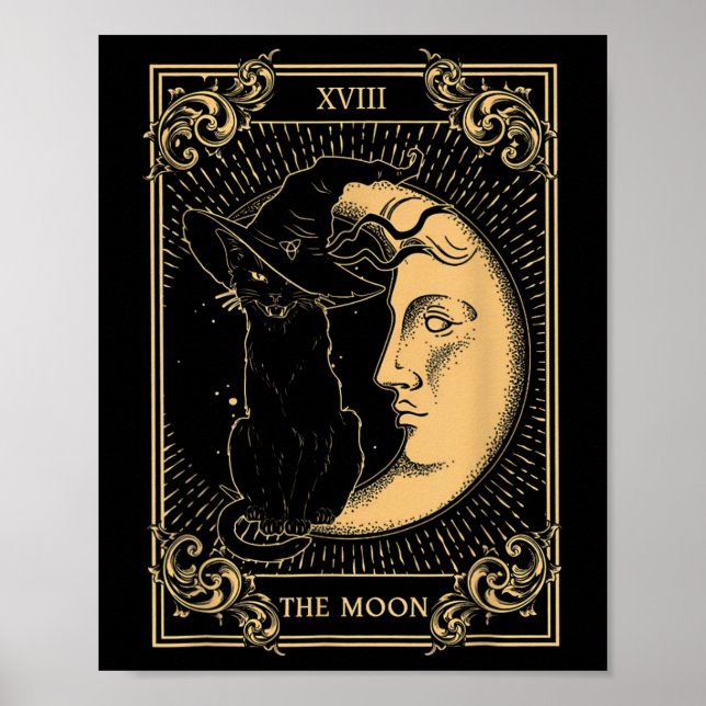 Poster Le Tarot Lune Xvii Inspiré Chat Noir sorcier Casqu (Devant)