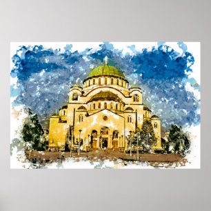 Poster Le temple de Saint Sava Belgrade Srbija