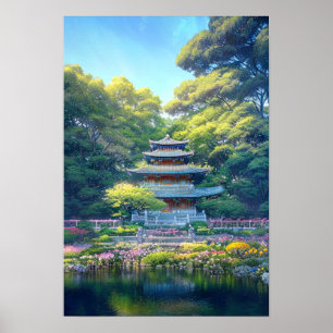 Poster Le temple japonais majestueux