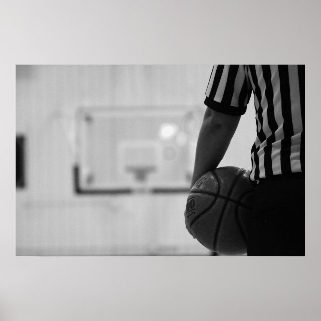 Poster Le temps d'arbitre hors (Basketball) Black and Whi (Devant)