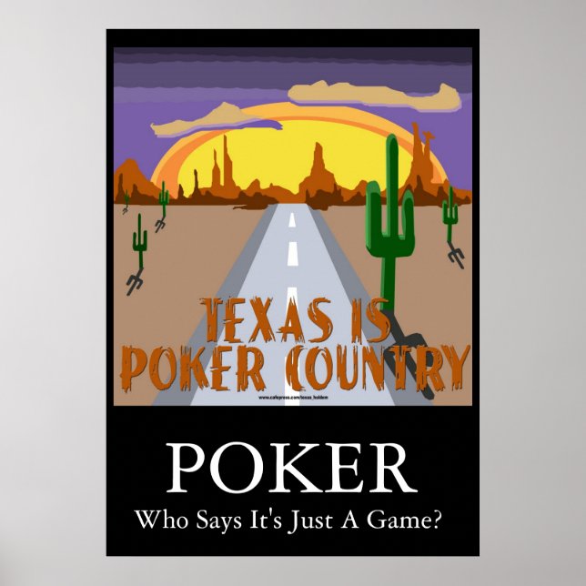 Poster Le Texas est le pays de poker (Devant)