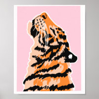 Le Tiger Rizz sur Arrière - plan rose