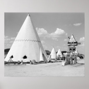 Poster Le tipi Motel, 1940. Photo vintage