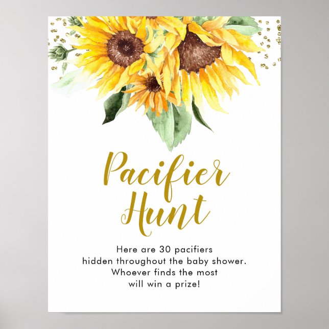 Poster Le tournesol est en route Baby shower chasse au Pa (Devant)