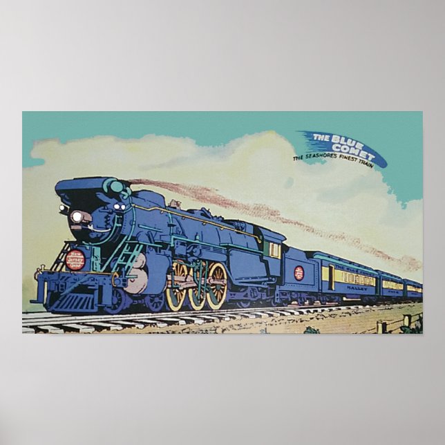 Poster Le train New Jersey Central Blue Comet (Devant)