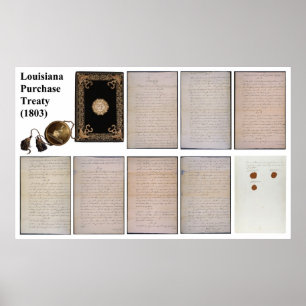Poster Le Traité ORIGINAL d'achat de la Louisiane de 1803