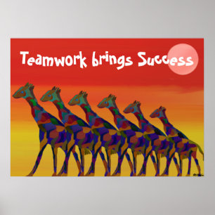 Poster Le travail d'équipe apporte succès Motivation Post