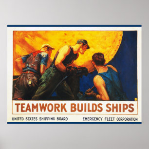 Poster Le Travail D'Équipe Construit Des Navires