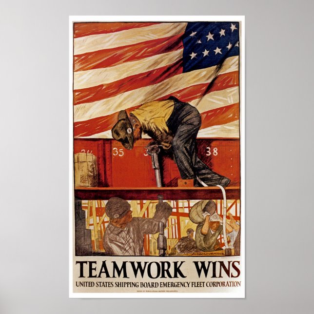 Poster Le travail d'équipe gagne (Devant)