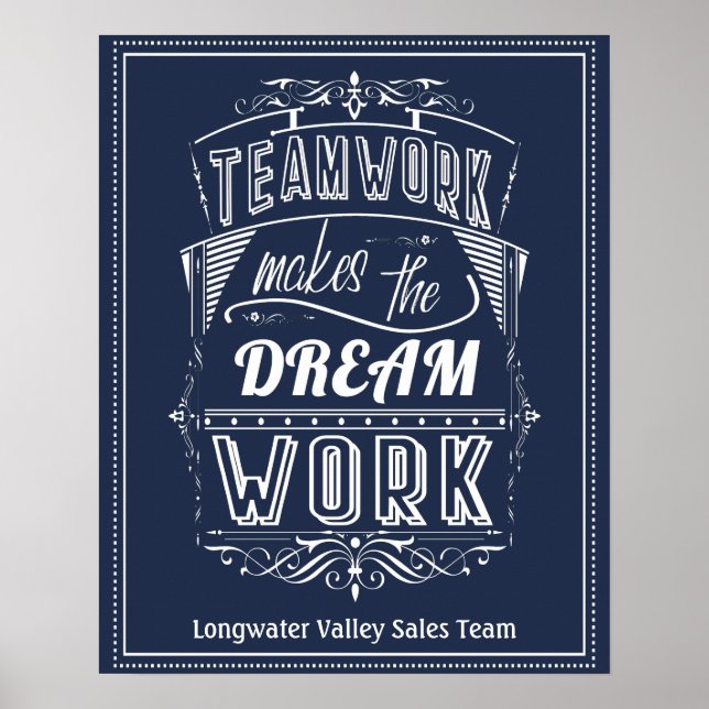 Poster Le Travail D'Équipe Rend Le Travail De Rêve Motiva (Devant)