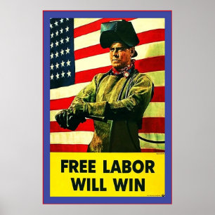 Poster Le travail libre la guerre mondiale de Win~Vintage