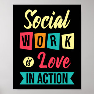 Poster Le travail social est l'amour Cadeau scolaire La s