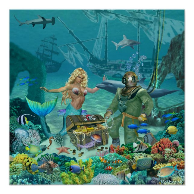Poster Le trésor du récif corallien de la sirène (Devant)