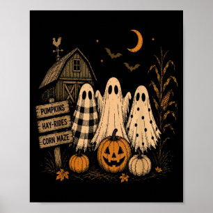 Poster Le trio fantôme de citrouilles de la saison ferme 