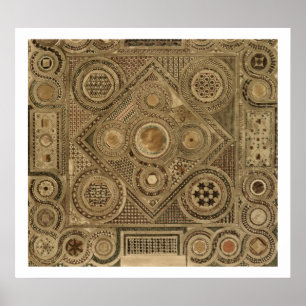 Poster Le trottoir de mosaïque avant l'autel, plaquent A