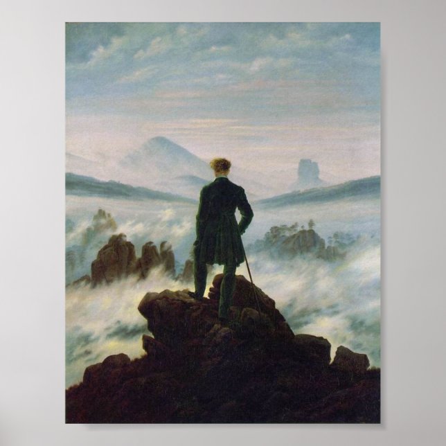 Poster Le vagabond au-dessus de la mer de brouillard (Devant)