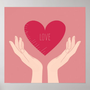 Poster Le valentine d'amour de coeur rougissent fille