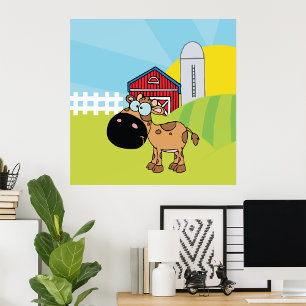 Poster Le Veau De Cartographie Sur Une Ferme