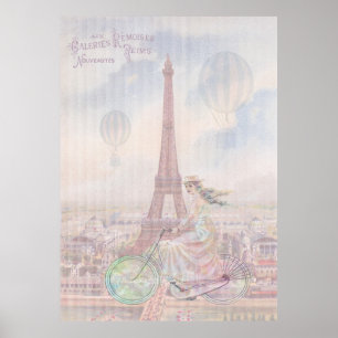 Poster Le vélo à travers Paris