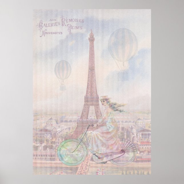 Poster Le vélo à travers Paris (Devant)