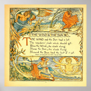 Poster Le vent et le soleil 1887 Walter Crane