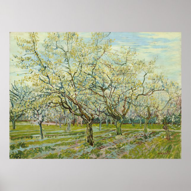 Poster Le verger blanc de Vincent Van Gogh (Devant)