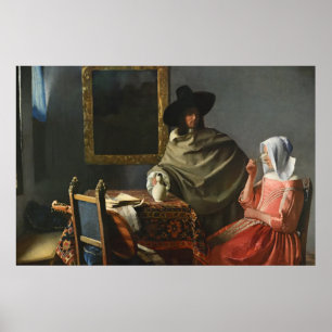 Poster Le verre de vin (c.1661) — Vermeer